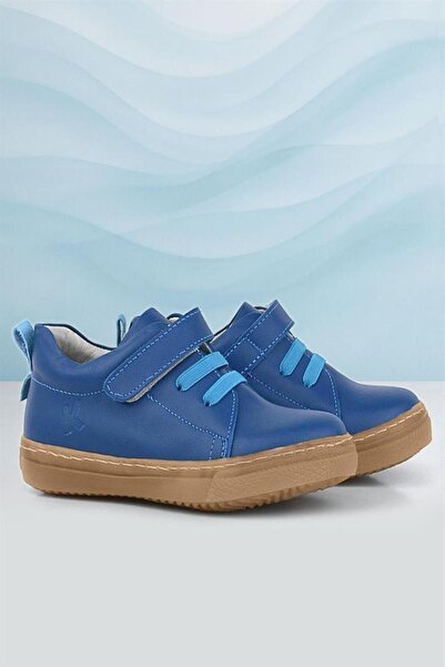 hapshoe Anatomski Prava koža Mekane tamnoplave elastične dečije cipele sa čičkom