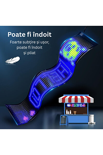 Universal Panou LED Auto Flexibil si Programabil – Control prin Aplicatie, IP65, Multicolor, 120x595mm, 1536