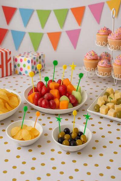 YOK YOK AMBALAJ شوكة تقديم بلاستيكية 100 قطعة لتقديم الرقائق والفواكه والحلوي...