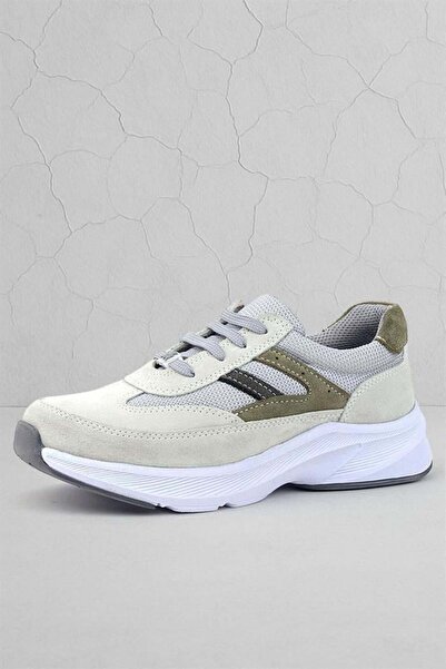 Rakerplus Genuine Leather Anatomical Mink Khaki Laced Lightweight Children's Sports Shoes