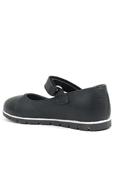 Rakerplus Black Genuine Leather Girls' Ballerinas