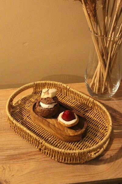 Paganca Small Size Wicker Rattan Presentation Tray - Oval Organizer