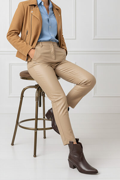 37Numara BÜYÜK NUMARA KADIN KOVBOY TOPUKLU BOT 41-42-43-44-45-KAHVERENGİ