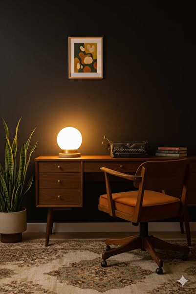 poplinhome Modern Tasarım Abajur Dekoratif Lamba Abajur Masa lambası Glop Cam...