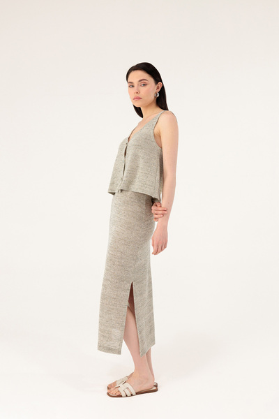 Evermade Slit Midi Length Knitwear Skirt