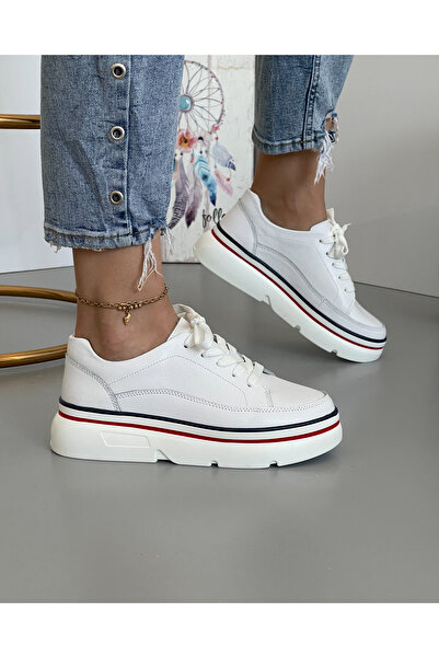 starlike Pantofi casual piele naturala albi AW349