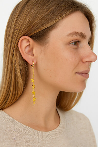 New Obsessions Sallanan Yıldızlar Küpe Antiallerjik Kaplamalı Altın Rengi Kad...