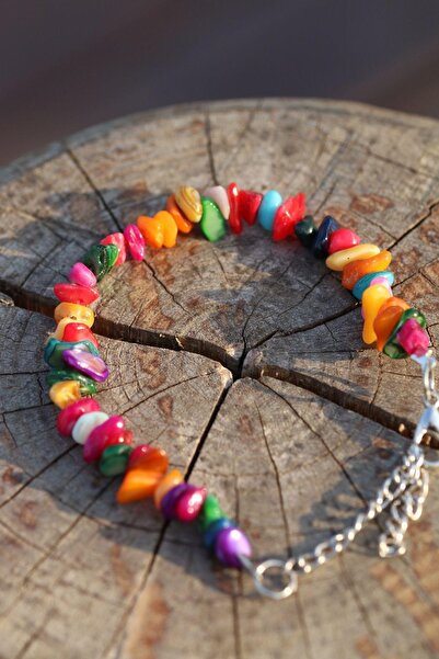 Paganca سوار من حجر اللؤلؤ المكسور الطبيعي الملون بحلقة كاملة