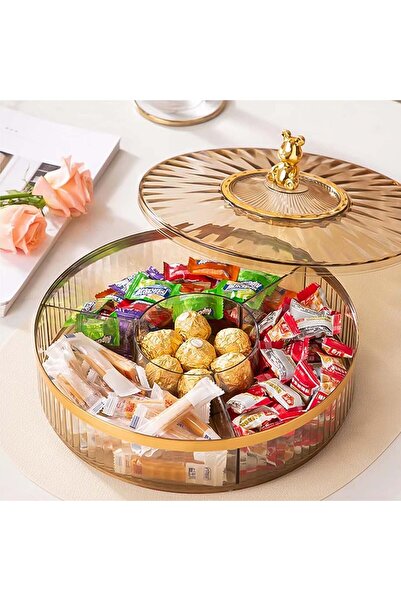 fulina Nut and Candy Serving Tray with Lid Round Plastic Platters Food Storage 28cm/11in Veggie Tray with L