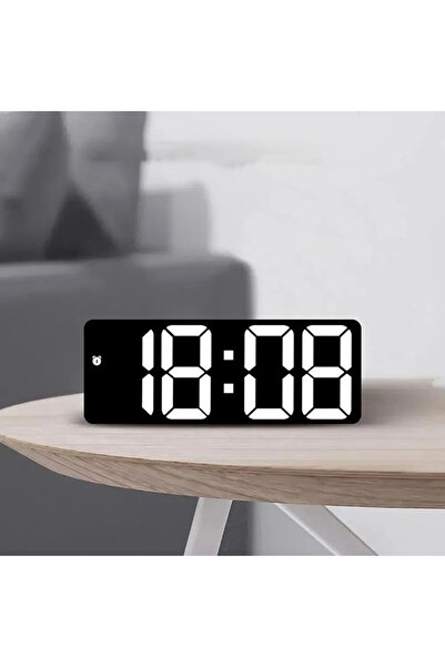 Genel Markalar Masa Saati Led Dijital Termometre Alarm Ses Kontrolü Aynalı Ta...