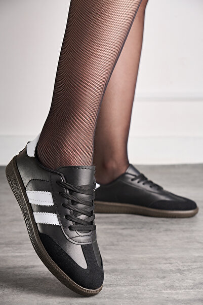 Nstil Dámské černo-bílé šněrovací lehké neklouzavé boty s měkkou semišovou podrážkou pro volný čas 341