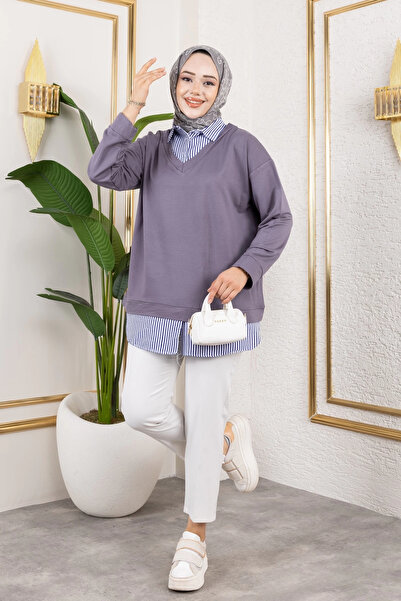 Moda MSK Women's Shirt Detailed Modal Fabric Tunic