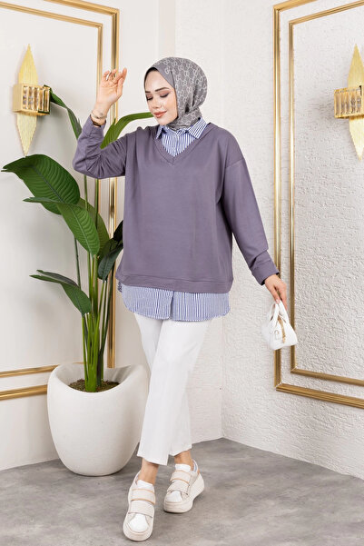 Moda MSK Women's Shirt Detailed Modal Fabric Tunic