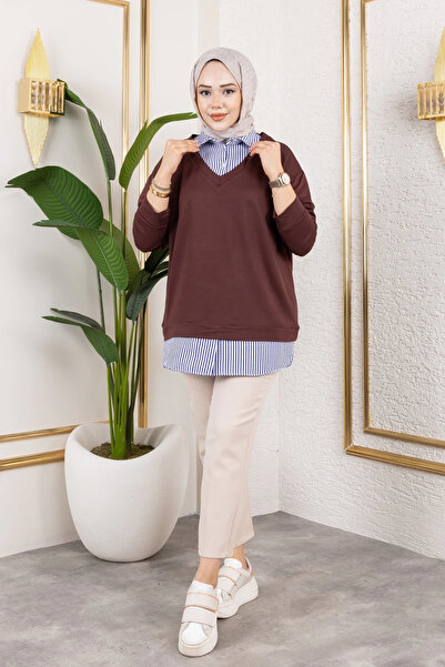 Moda MSK Women's Shirt Detailed Modal Fabric Tunic