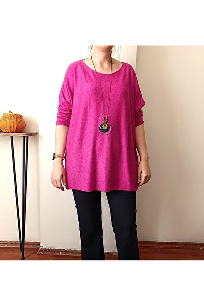 Butik Şans Bluză oversize din tricotaje italiene cu detaliu colier