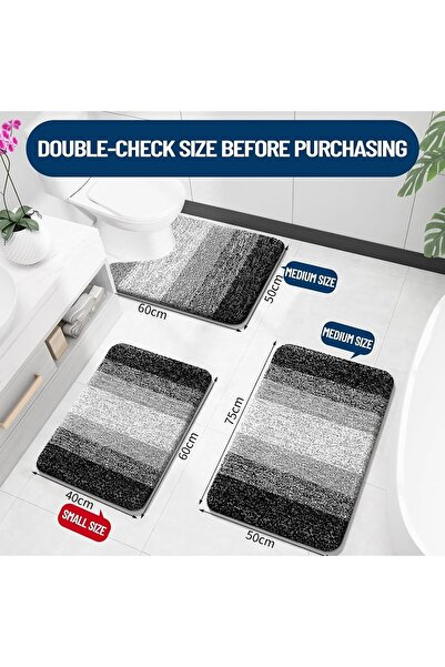 fulina Microfiber Bath Mat, 50 x 75 cm, Non-Slip Super Absorbent Bathroom Mat, Machine Washable Fluffy Shag