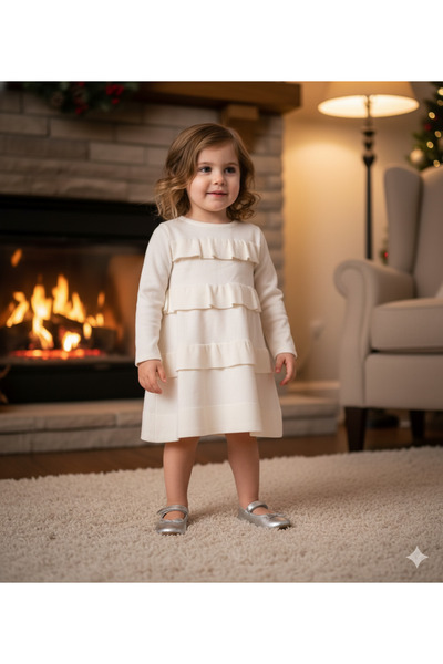 andywawa Kız Bebek Pamuklu Triko Kışlık Elbise
