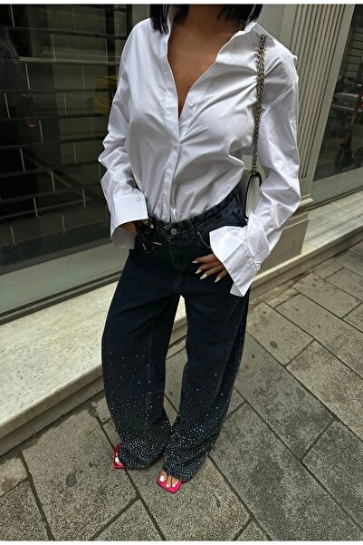 ParlaMira Γυναικείο τζιν με ψηλόμεσο κορμό και φαρδιά εφαρμογή