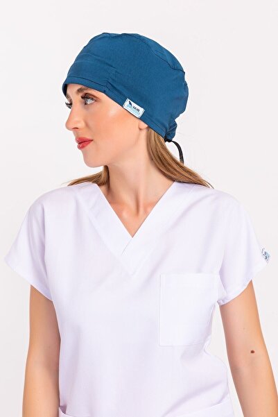 Nur Medikal Giyim Unisex Düz Petrol Mavi Renk Doktor Hemşire Hastane Nöbet Aş...