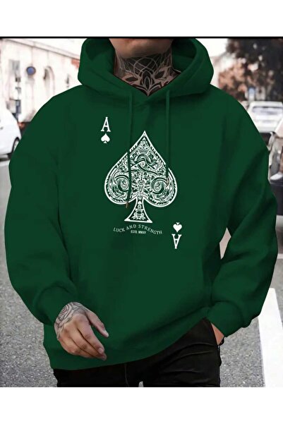 ORVIO Group هودي رجالي فاخر بتصميم آس أوراق اللعب