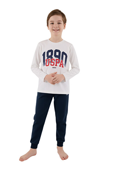 U.S. Polo Assn. U.S. Polo Children's Ecru Long Sleeve Pocketed Two-Piece Set Vr.U22.S0.3.Ç01