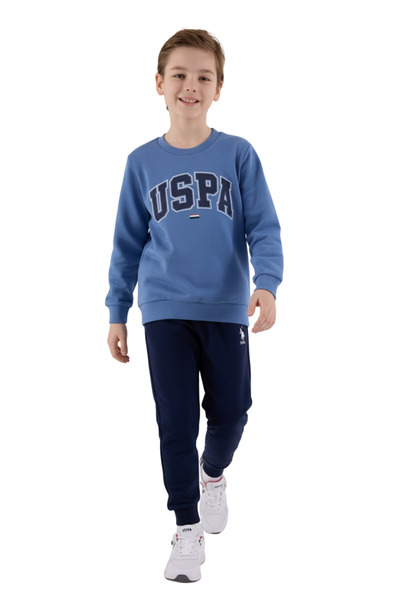U.S. Polo Assn. U.S. Polo Çocuk Mavi Uzun Kol Cepli Logo Baskılı İkili Takım VR.U22.S2.7.Ç01