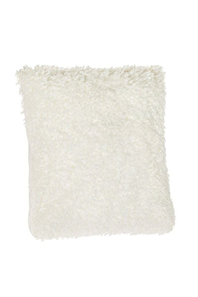 ELITECOMMERCEMARKET Pernă decorativă din blană de pluș alb-gălbui 45x45cm – pentru canapea sau dormitor