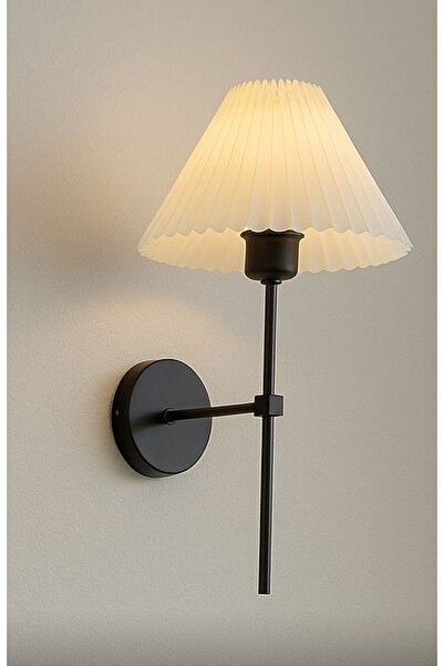 Fico Home Modern Pilli Aplik Kablosuz Tak Çalıştır Krem Abajur Umbrella Aplik Siyah 1 Adet