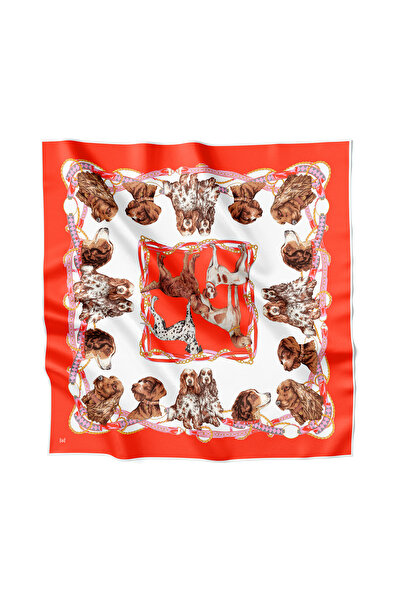 MUDİTA Ipek Eşarp - Best Friend - 90cm X 90cm - Mercan