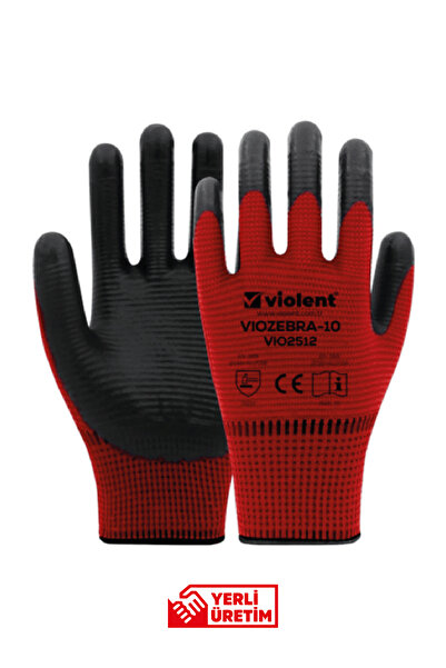 KAVAK İNŞAAT Violent Viozebra-10 Kırmızı İş Eldiveni | Nitril Kaplama ve Esnek Yapılı Profesyonel Eldiven