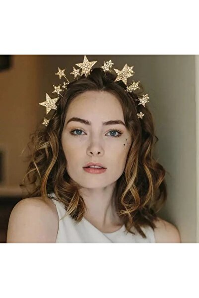 sunandjoy Gold renginde ,Yıldızlı, taşlı , 3 boyutlu taç, özel gün aksesuarı ...