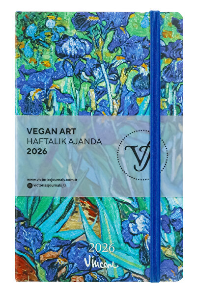 Victoria's Journals Vegan Art 2026 Haftalık Ajanda 13x21 cm. Esnek Vegan Deri Kapak.