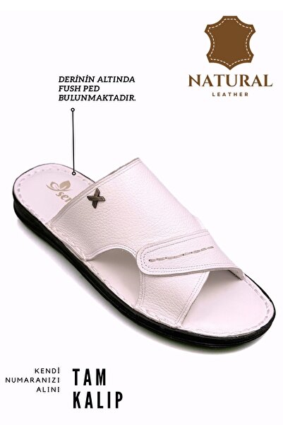 sermoda Ανδρικές παντόφλες - Γνήσιο δέρμα, ελαφριά και λευκή σύριγγα