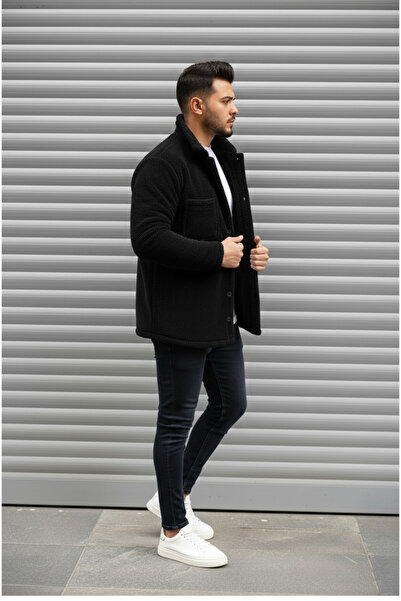 İnsane Minds Jachetă groasă de pluș cu nasturi, unisex, cu buzunar cu ajustare normală