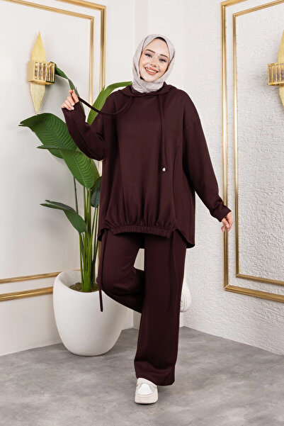 Moda MSK Σετ δύο τεμαχίων Modal Fabric Brown Oversize