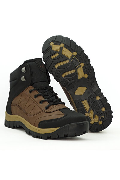 LETAO Erkek Çocuk Soğuga Dayanıklı Koyu Taba Fermuarlı Kürklü Trekking Bot