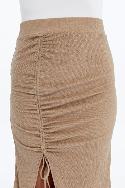 Maison La Femme Women's Skirt Adjustable Shirred Slit Maxi Length