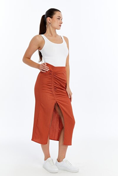 Maison La Femme Fusta de damă, cu șnur reglabil, cu fantă, lungime maxi