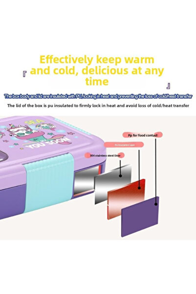 Twisoo Stainless Steel School Lunch Box for Kids – 2 Compartment, 600ml Bento Tiffin Food Containe