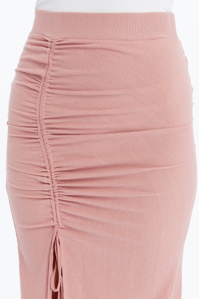 Maison La Femme Kadın Etek Ayarlanabilir Büzgülü Yırtmaçlı Maxi Boy