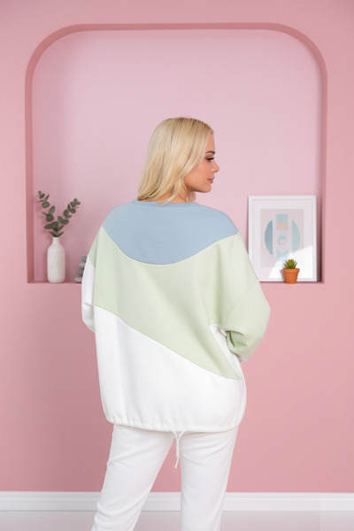 İnsane Minds Renk Garnili Düşük Omuz Oversize Sweatshirt