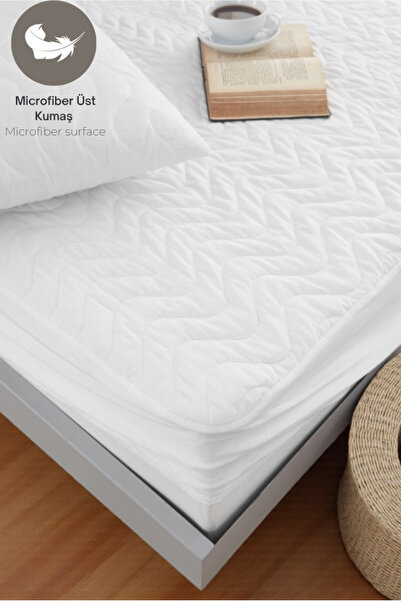 VESSİNOHOME Mikrofiber Kapitone Alez Fitted Su Sıvı Geçirmez Tek Çift Kişilik Yatak Pedi Koruyucu Çarşaf 11ebat