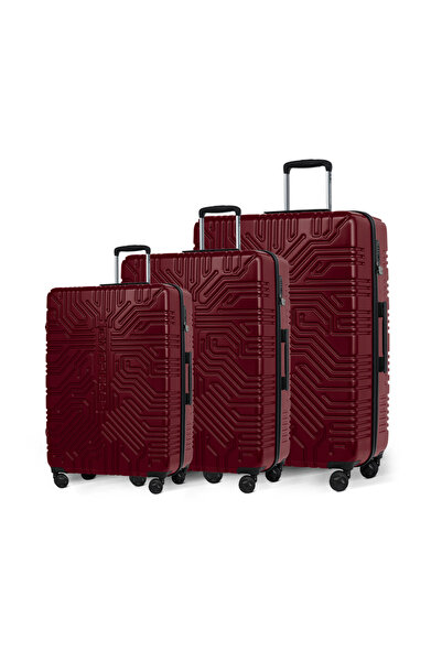 Tom Cruiser Hard Matrix Luggage Set - 20, 24, 28 Inch, Red, Scratch Resistant, Expandable, TSA Lock,