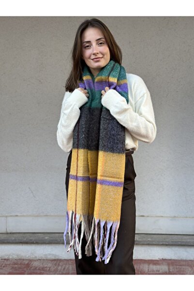 novon Μάλλινο υφάσματος με υφή που αλλάζει χρώμα, χοντρό κρόσσι, απαλό στο πάτημα, εξαιρετικό φαρδύ κασκόλ (230 εκ.)