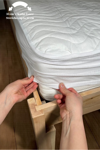 VESSİNOHOME Mikrofiber Kapitone Alez Fitted Su Sıvı Geçirmez Tek Çift Kişilik Yatak Pedi Koruyucu Çarşaf 11ebat