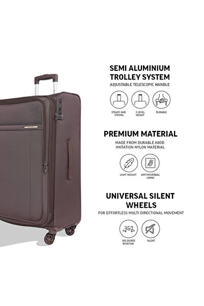 Tom Cruiser Atlas Soft Luggage Trolley by - 20, 24, 28 Inch, Khaki, Expandable, TSA Lock, Anti-Theft