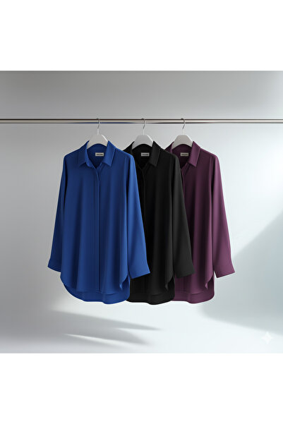 Hanezza Büyük Beden Klasik Jessica Kumaş Gömlek – Düz Kesim, Uzun Kol / TerraCotta