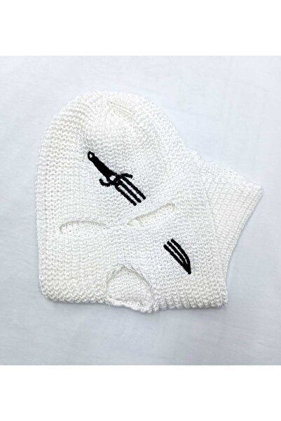 DÜKKAN DESİGN Bıçak Detaylı Beyaz Kar Maskesi