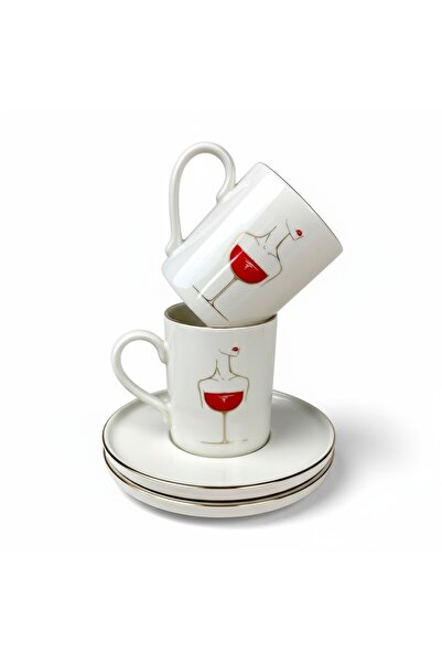 qtahya homes queen of kütahya Porcelain Turkish Coffee Cup Set for 2 People – Gift, Stylish Design Bag Box