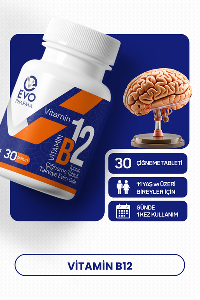 EVOPHARMA Vitamin B12 İçeren Çiğneme Tableti Takviye Edici Gıda